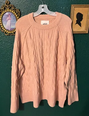 Aerie Pink Oversized Knit NWT Sweater Size Large thumbnail 1