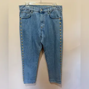 MOSCHINO COUTURE Light Wash Nailhead‎ Studded Jeans Size 8 thumbnail 2