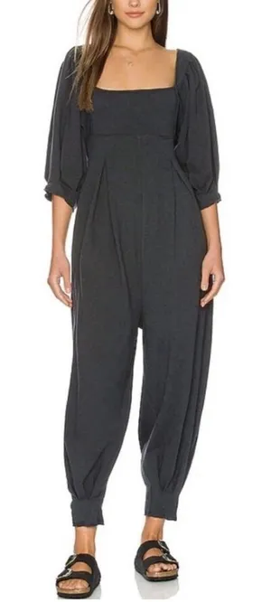 Free People Lotta Love Jumpsuit Womens XS Gray Harem‎ Boho Lounge thumbnail 1