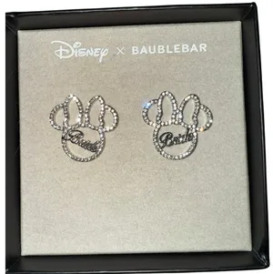 Disney X Baublebar Minnie Mouse Bride Bridal Wedding NIB silver color Earrings thumbnail 1