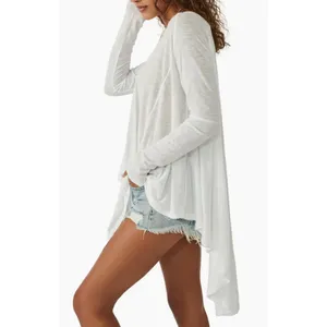Free People We The Free Aria Trapeze White Boho Drapey Asymmetric Crewneck Top thumbnail 9