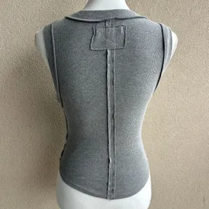 We the Free Classic Light Gray Tank Top Cotton Ribbed Fitted Size XS thumbnail 4
