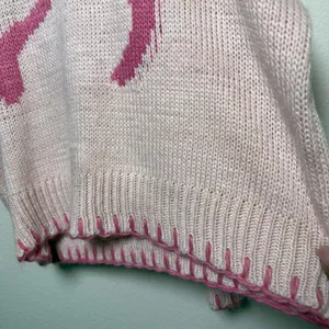 Bailey Rose Women‎ Coquette Sweater Small Pink Intarsia Bow Knit Oversize Dainty thumbnail 4