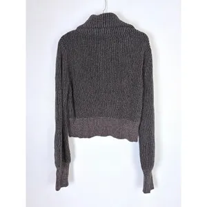 Varley Mentone Sweater XS Brown Marl Half Zip Cotton Ribbed Oversized Collar thumbnail 2