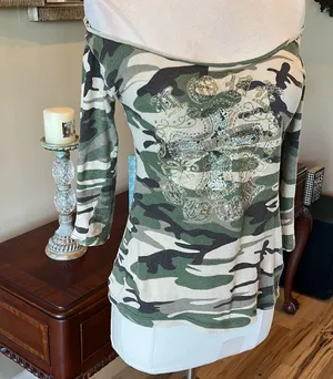 Wet Seal Camo Off Shoulder Shirt thumbnail 7