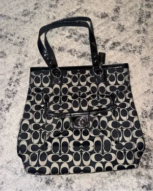 Coach Black Signature Canvas Tote thumbnail 1