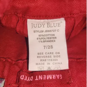 Judy Blue Garment Dyed Red Drawstring Skinny Jeans Size 7/28 thumbnail 8