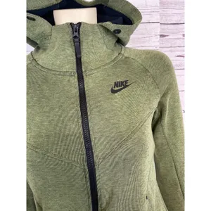 Nike Olive Green Hooded Zip Athletic Thumbholes Sleeves size XS thumbnail 5