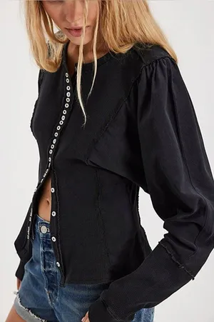 NWT Free People Maggie Cardi Cardigan Sweater in Black S thumbnail 1