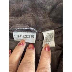 Chico’s Genuine Brown Suede Leather Zip Jacket 90s Y2K Minimalist⁠ size large thumbnail 4