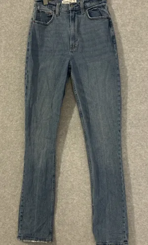 Abercrombie & Fitch Curve Love 90s Slim Straight Jeans Ultra High Rise 25 0L thumbnail 1