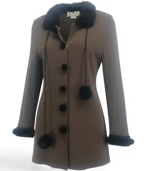 J.S.S. Cardigan Jacket Womens‎ L Wool Blend Brown Pom Pom EUC Size L thumbnail 1