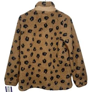 Abercrombie & Fitch Soft AF Tan Leopard Sherpa Fleece Zip Jacket Coat Womens M thumbnail 2