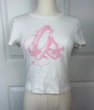 Homegirl society white ballet shoe graphic baby tee thumbnail 1