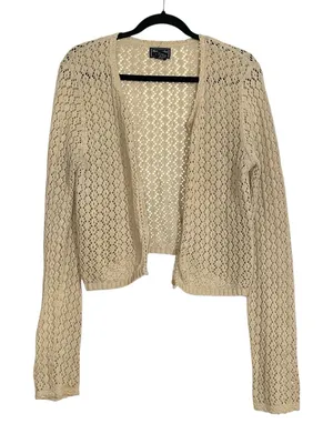 Abercrombie & Fitch Vintage Ramie Cotton Blend Knit Crochet Cardigan LARGE Y2K thumbnail 1