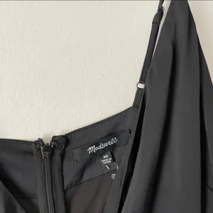 Madewell Black Satin Cami V-Neck Side Button Faux Wrap Knee Length Dress thumbnail 5