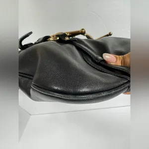 GUCCI Vintage BLACK LEATHER 85TH ANNIVERSARY GG MONOGRAM HOBO BAG thumbnail 11