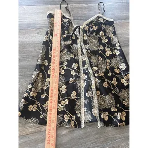 Victorias Secret Black Gold Floral Satin Lace Trim Babydoll Chemise Small thumbnail 2