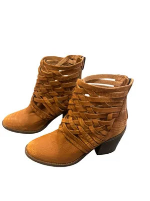 Free People Women's Carrera Leather Tan Strappy Zip Ankle Boots $198 EU 38 US 8 thumbnail 6