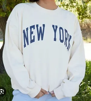 John Galt Cream New York Crew Neck Sweatshirt thumbnail 1