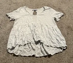 Urban Outfitters White Peplum V-Neck Open Back Keyhole Top‎ women Size Medium thumbnail 1