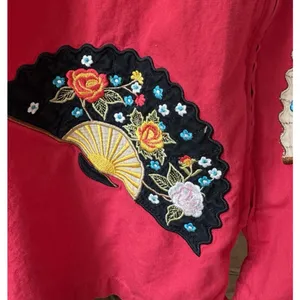 Vtg Go Softly Patio Dress XL Red Embroidered Muumuu Hippie Chic Boho Oriental thumbnail 11