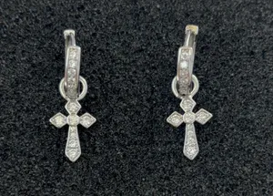 CZ Cross Dangle Drop Earrings for Men Women,Streetwear Punk Hip Hop Unisex Style thumbnail 1