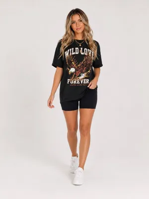 Wild Love Forever Eagle Graphic Tee Black Oversized NWT Size XL thumbnail 3