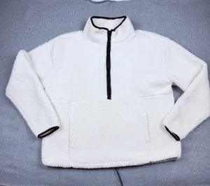 No Boundaries Womens XXL Cream Sherpa Fleece Quarter Zip Pullover Jacket thumbnail 1