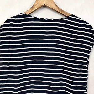 Abercrombie Womens Stripe V-Neck Blouse Top S Navy White Nautical Coastal Preppy thumbnail 4