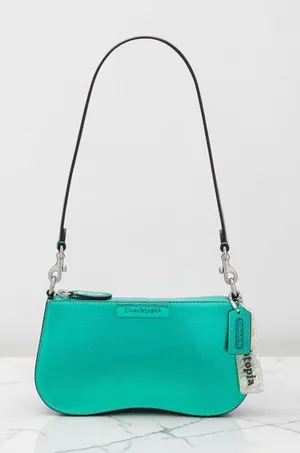 Coach Coachtopia Small Wavy Shoulder Bag Metallic Green Leather NWT CU873 New thumbnail 1