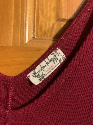 Free People Burgundy V-Neck Flowy Tank Top thumbnail 2