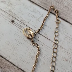 Large Bracelet or Anklet - 7" - 9 & 7/8" Gold Tone Shell Charm - Heavy Tarnish thumbnail 6