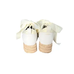 Menina Off White Satin Ribbon Bow‎ Espadrille Platform Sneakers Womens thumbnail 6