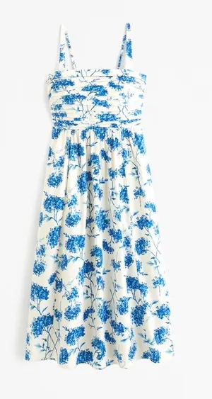 Abercrombie The Emerson Poplin Wide Strap Midi Dress thumbnail 1