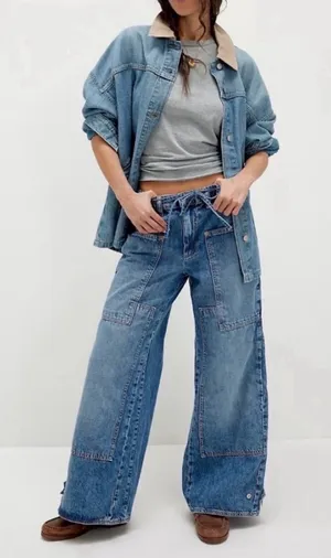 We The Free CRVY Outlaw Wide Leg Jeans Small thumbnail 1
