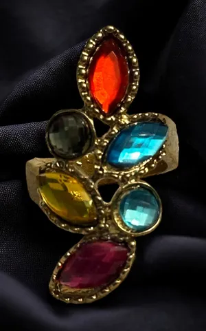 Vintage multicolor gemstone ring Gold thumbnail 1