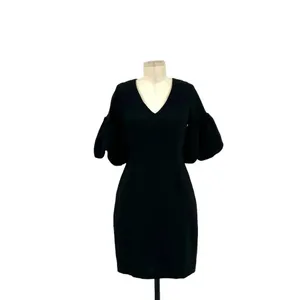 Amanda Uprichard Norelle Dress‎ Mini Short Puff Sleeve V-Neck Black Size Small thumbnail 3