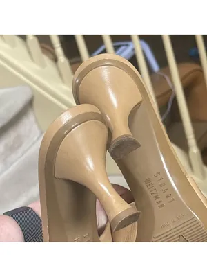 Stuart Weitzman Leather Mules Sandals open toe Beige Tan Sz 8 thumbnail 11