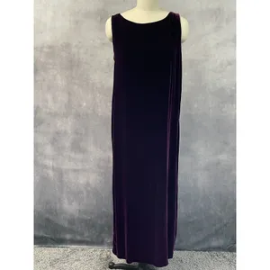Eileen Fisher Womens Velvet Maxi Dress Size 2 Purple Silk Blend‎ Goth Grunge thumbnail 2