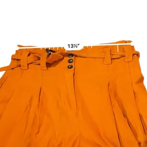 Eudon Choi Belted Wide Leg‎ Pants Bright Orange Linen Blend High Rise Women’s 2 thumbnail 13