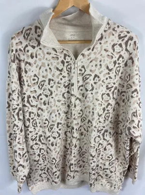 Aerie Animal Print 1/4 Zip Oversized Sweatshirt Size Medium thumbnail 1