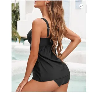 NWT ~ Women's Black 2pc Tankini Swimsuit Summer Bathing Suit ~ Size LARGE thumbnail 3