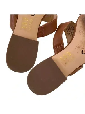 J. Crew Leather Hazel Cutout Flat Sandals Rich Oak Size 8 retail $138 thumbnail 9