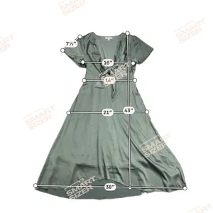 Baltic Born Poppy Satin Midi Dress Dark Sage Green V-Neck Peek Tie Front Size L thumbnail 10