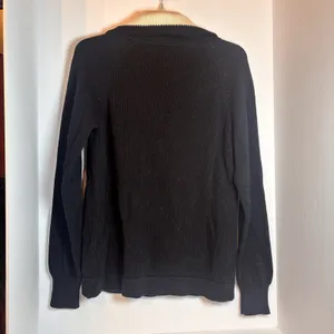 Lauren Jeans Co Ralph Lauren Sweater L Black Cream Cotton 1/4 Zip Pullover thumbnail 2