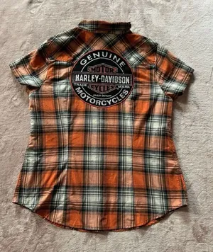Harley Davidson Women's Plaid Button Up Back Embroidered Logo Shirt Size Large thumbnail 1