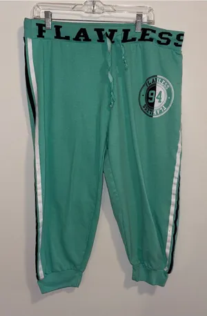 FLAWLESS Mint Green Capri Joggers with Stripe Detail Size: 2X thumbnail 1