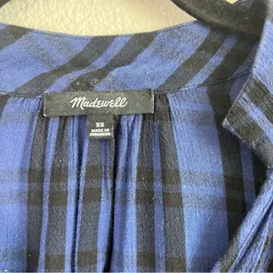 Madewell Highroad‎ Popover Shirt in Chelton Plaid Black Blue thumbnail 3