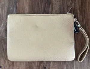 Express OS Gold Faux‎ Leather Wristlet Clutch Pebble Grain Zip Pouch Accessory thumbnail 1